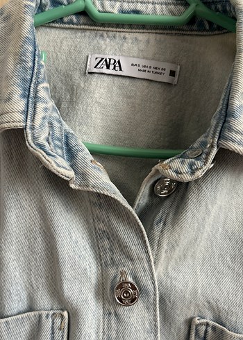 Gri Zara Düğmeli Kadın Denim Ceket - Görsel 3
