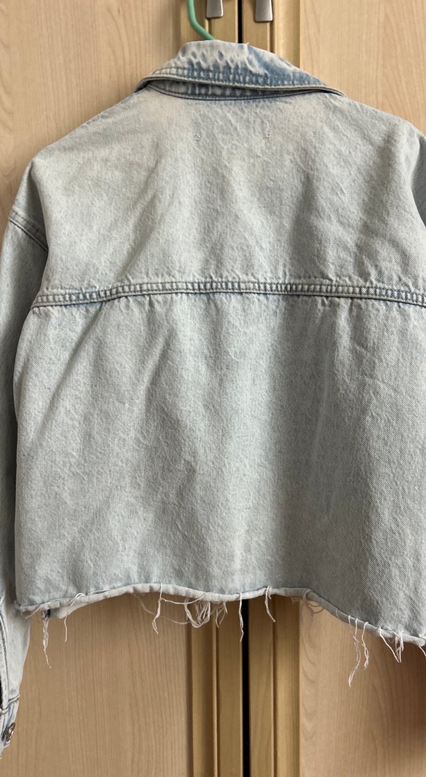 Gri Zara Düğmeli Kadın Denim Ceket - Görsel 4