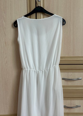 Beyaz Midi Salaş Elbise - Görsel 4