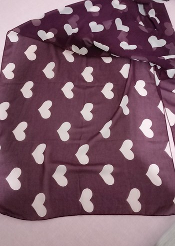 Kadın Mor Pliseli Atkı & Kalp Desenli Şal - Görsel 5