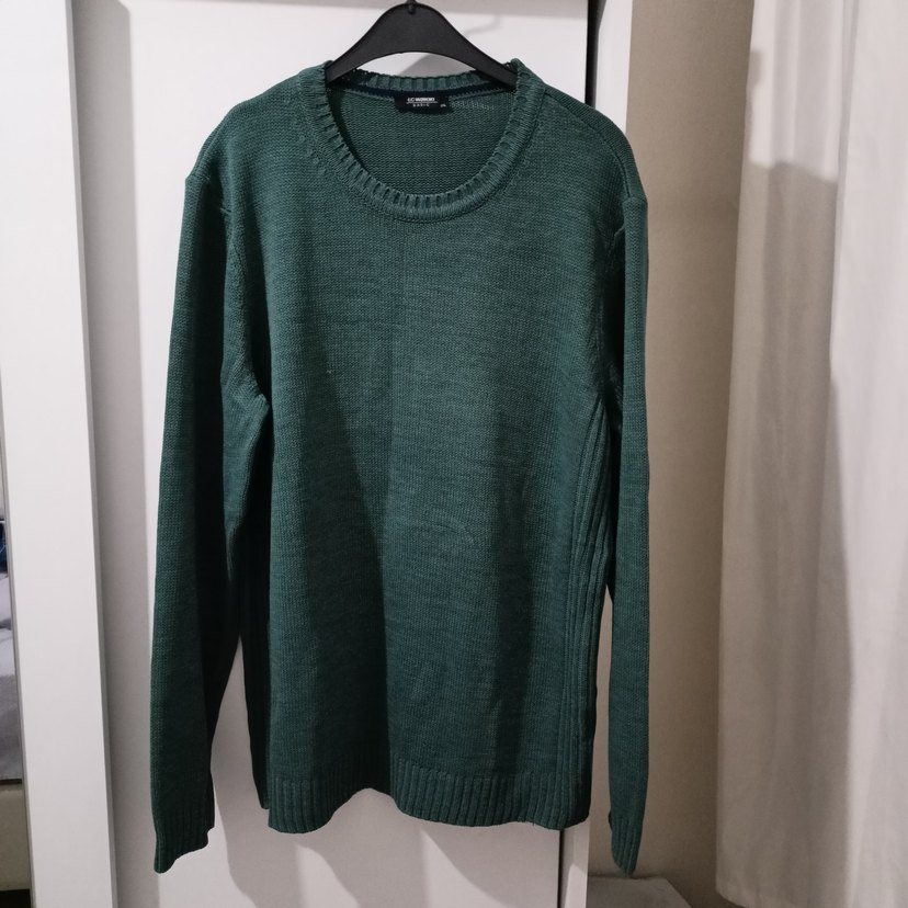 Erkek Yeşil Triko Yuvarlak Yaka Kazak - Görsel 3