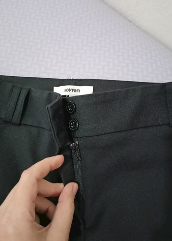 Koton Düz Kesim Siyah Kumaş Kadın Pantolon - Görsel 3