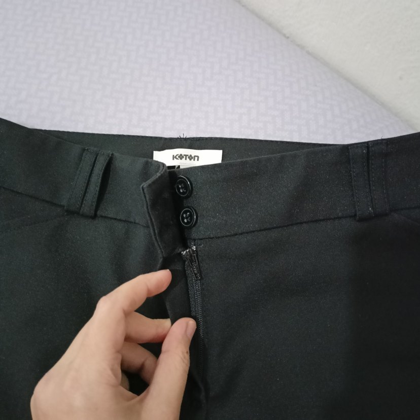 Koton Düz Kesim Siyah Kumaş Kadın Pantolon - Görsel 3