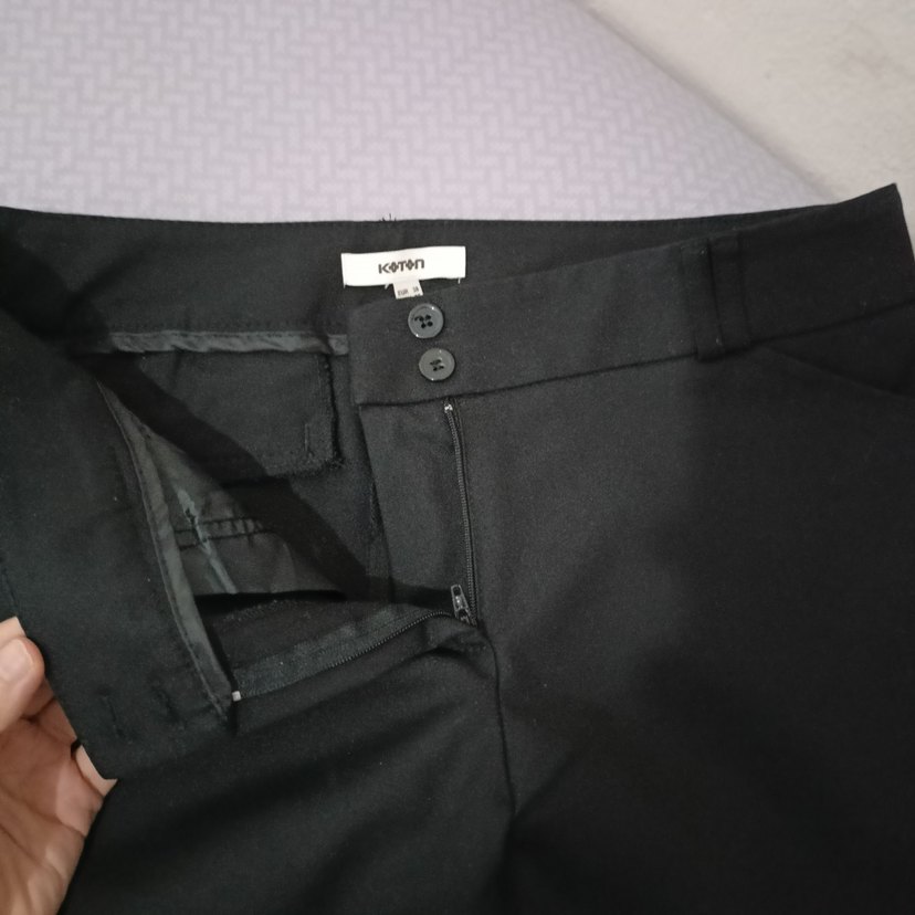 Koton Düz Kesim Siyah Kumaş Kadın Pantolon - Görsel 4