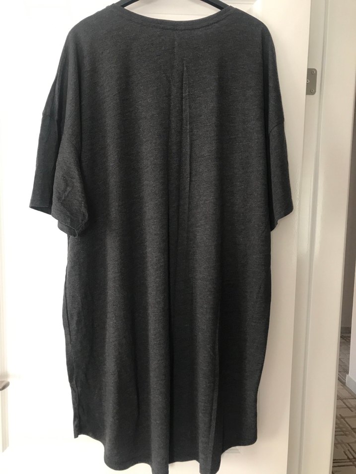 Gri Rahat Kesim Kısa Kollu Hamile Tişörtü - Görsel 3