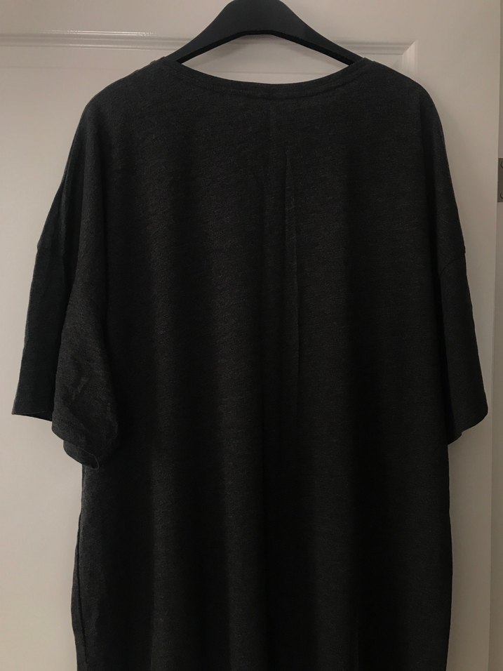 Gri Rahat Kesim Kısa Kollu Hamile Tişörtü - Görsel 4