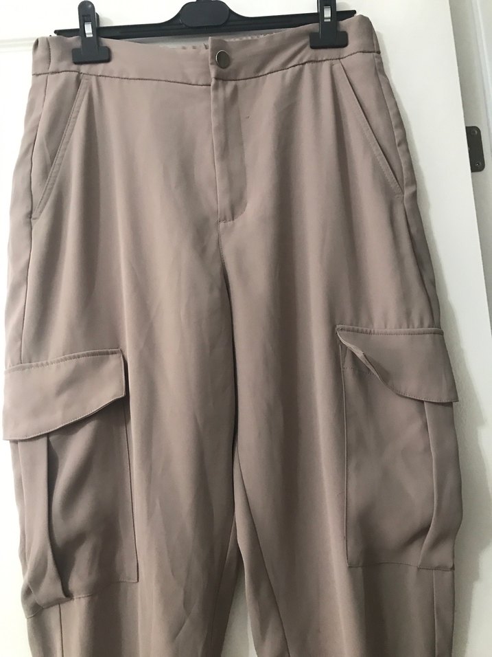 Bej Kadın Rahat Kesim Kumaş Pantolon - Görsel 2