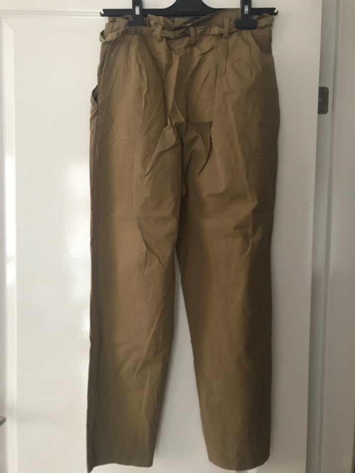 Bej Kemerli Kadın Keten Pantolon - Görsel 3