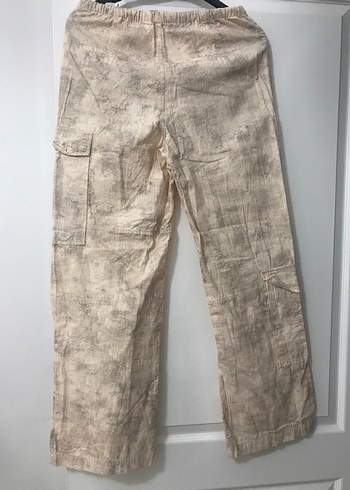 Bej Kadın Keten Salaş Midi Pantolon - Görsel 3