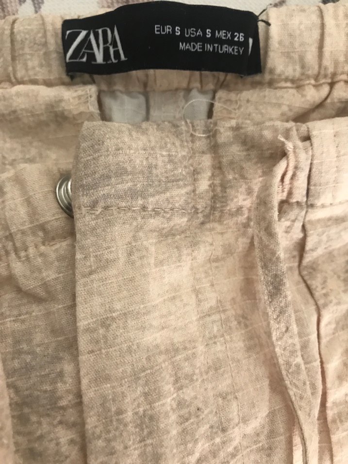 Bej Kadın Keten Salaş Midi Pantolon - Görsel 4