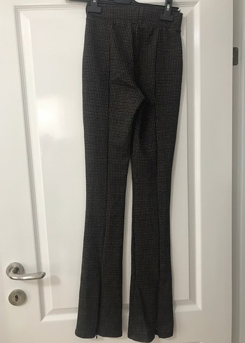 Gri Kadın Pilili Midi İspanyol Paça Tayt - Görsel 3