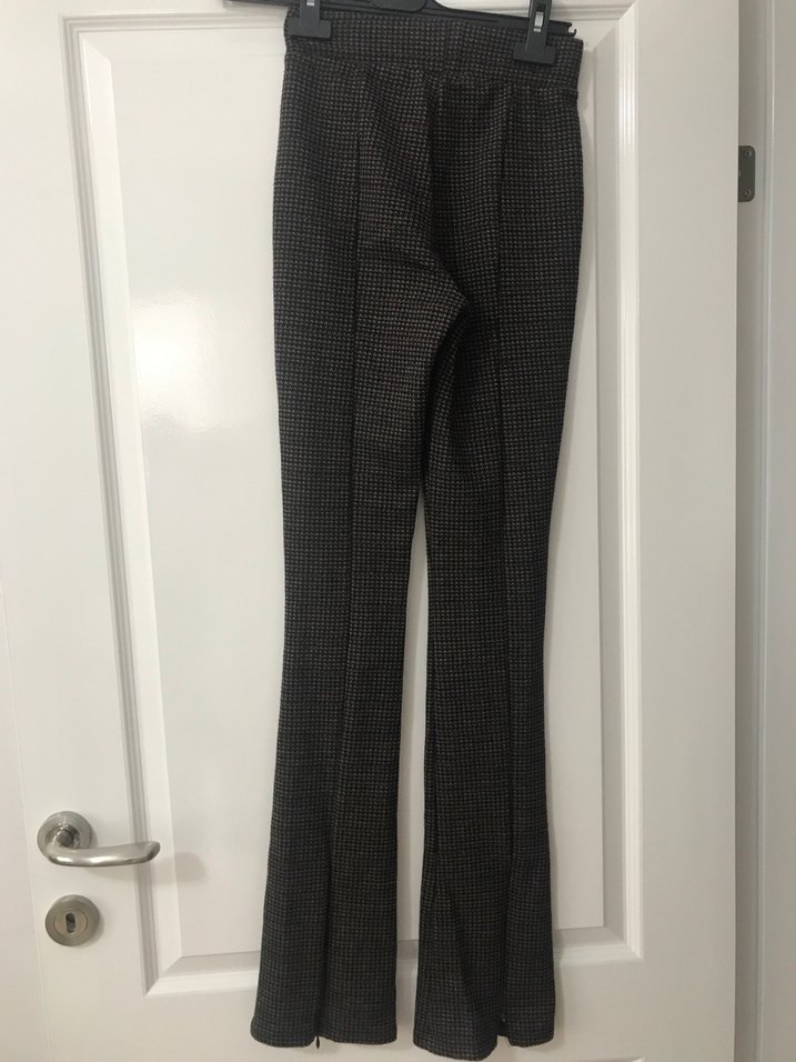 Gri Kadın Pilili Midi İspanyol Paça Tayt - Görsel 3