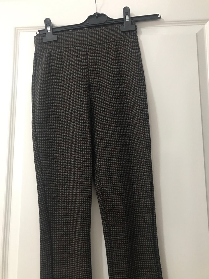 Gri Kadın Pilili Midi İspanyol Paça Tayt - Görsel 2