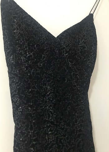 Siyah Parlak Yılan Desenli Uzun Abiye Elbise - Görsel 2