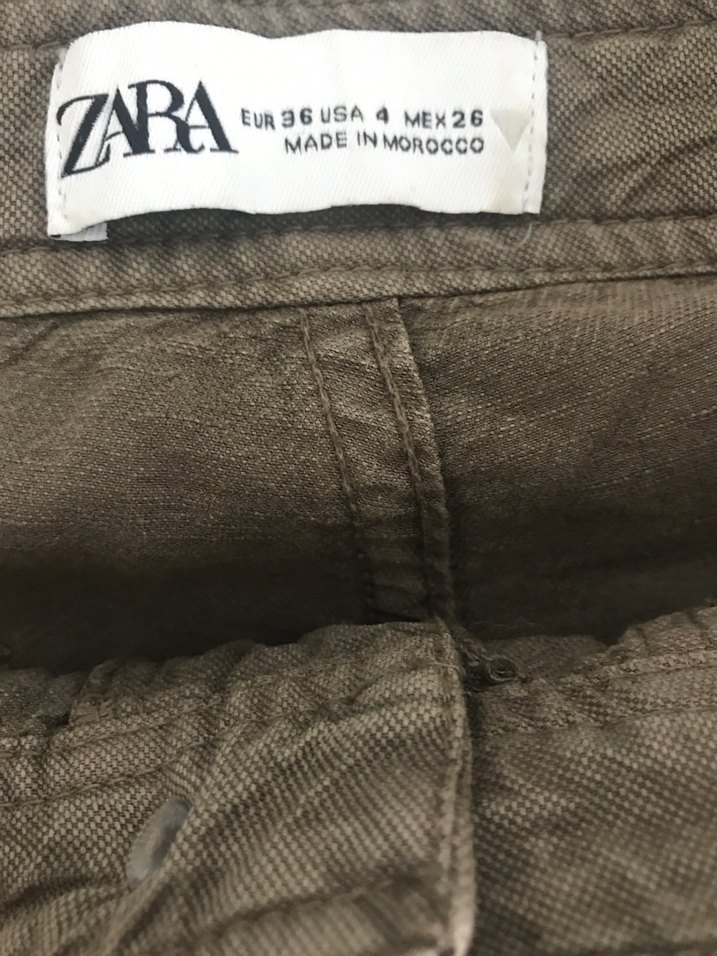 Bol Kesim Kemerli Kahverengi Kadın Keten Pantolon - Görsel 4