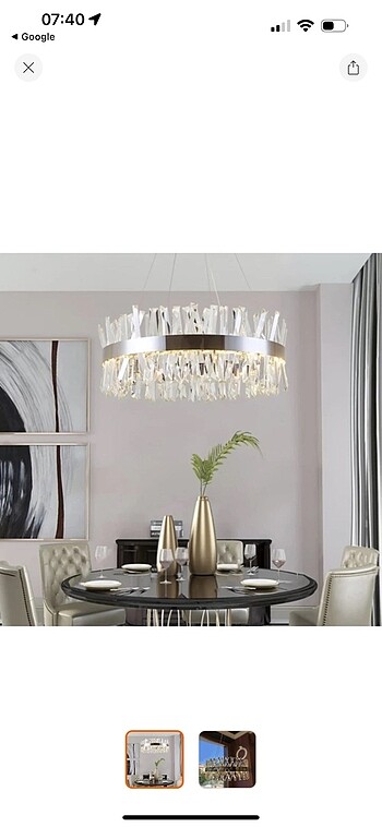 Kristal taşlı salon avizesi.