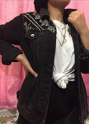 Oversize Siyah desenli kot ceket