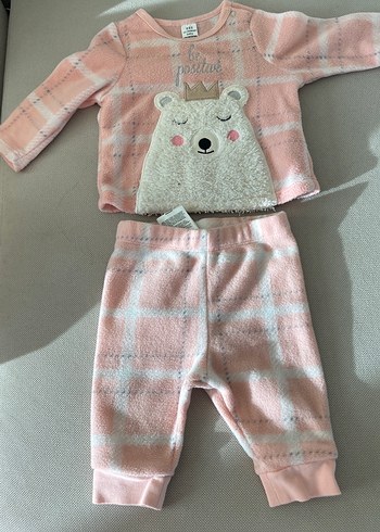 Peluş Detaylı Pembe Bebek Takımı