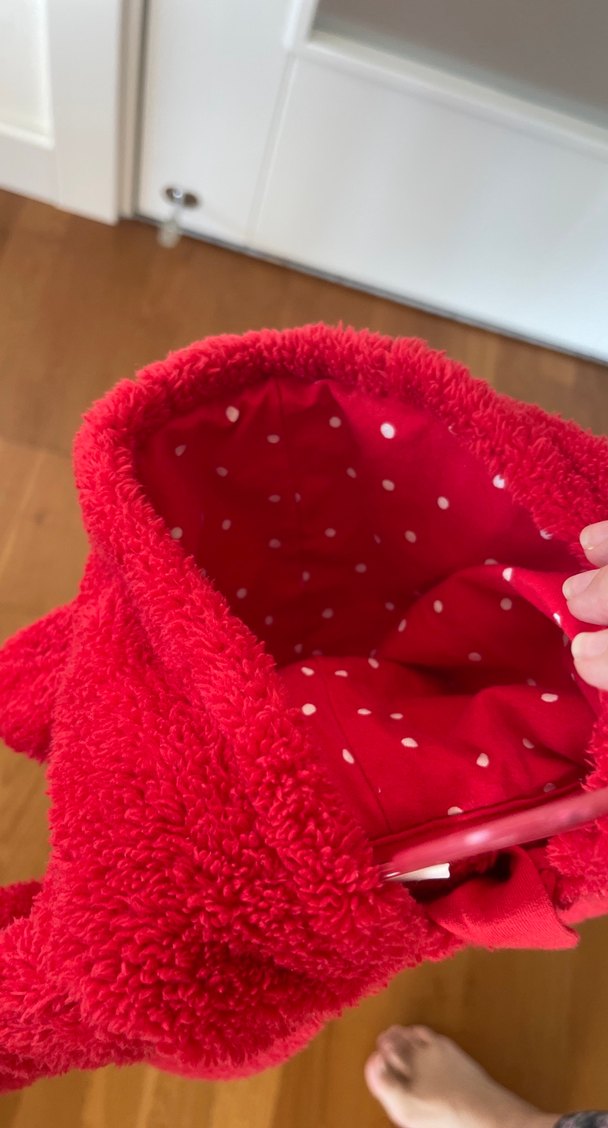 Kız Bebek Kırmızı Kapüşonlu Tulum - Görsel 4