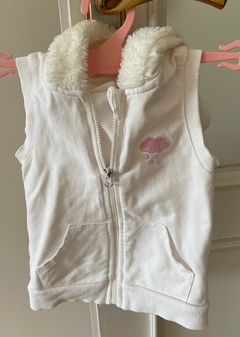 Kız Çocuk Beyaz Kürklü Kolsuz Yelek - Görsel 2