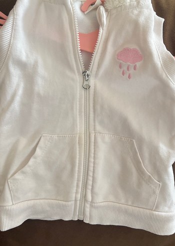 Kız Çocuk Beyaz Kürklü Kolsuz Yelek - Görsel 4