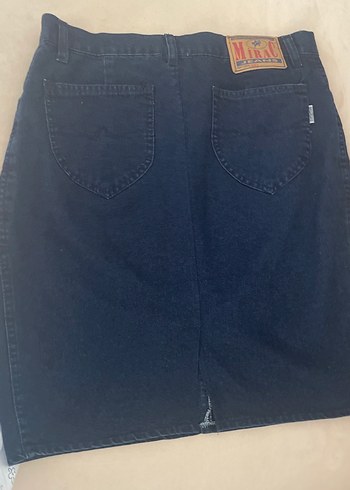 32 Beden lacivert Renk Düğmeli Lacivert Denim Midi Etek ve yelek