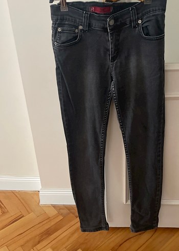 Diğer Koyu Gri Dar Kesim Denim Jean