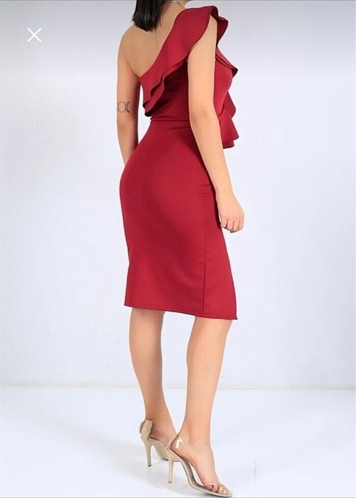 Bordo kısa abiye - Görsel 2