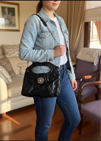 Orjinal Marc jacobs black leather turnlock - Görsel 7