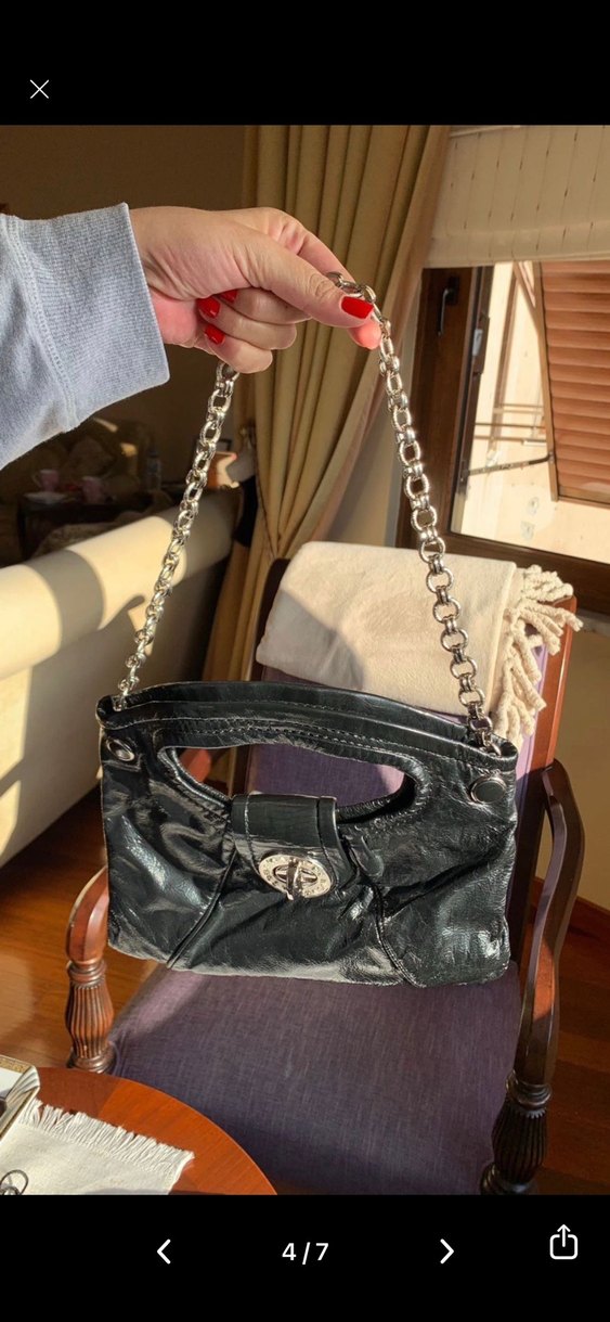 Orjinal Marc jacobs black leather turnlock - Görsel 4