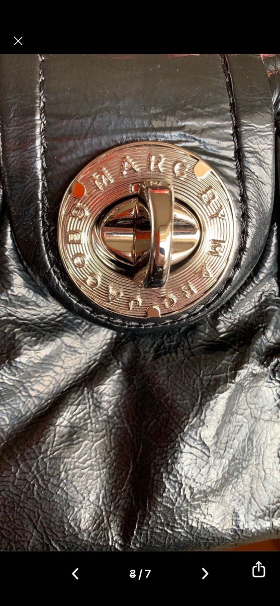 Orjinal Marc jacobs black leather turnlock - Görsel 3