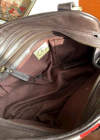 Bally leather striped handle bag - Görsel 4