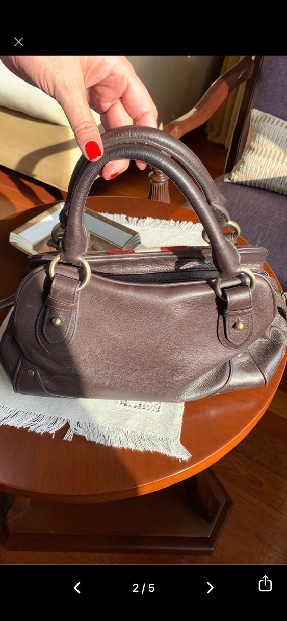 Bally leather striped handle bag - Görsel 2