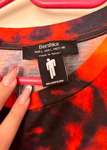 Bershka Kırmızı Tie-Dye Geniş Kesim Kadın Tişört
