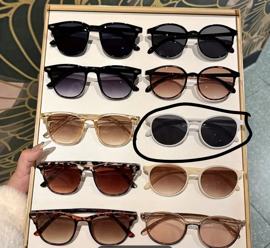 Beyaz Minimalist Yuvarlak Güneş Gözlüğü - Görsel 3