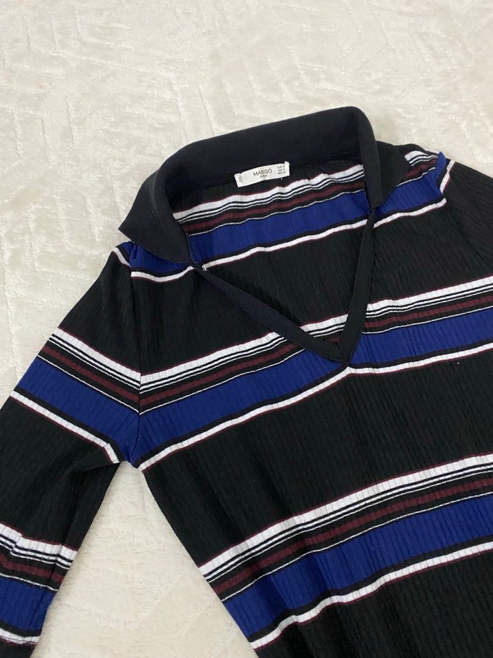 Çizgili Pilili Uzun Kadın Elbise - Görsel 2