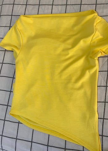 Sarı Kısa Kollu Basic Kadın Tişört - Görsel 3