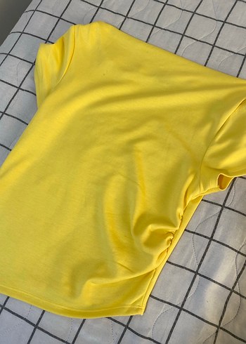 Sarı Kısa Kollu Basic Kadın Tişört - Görsel 4