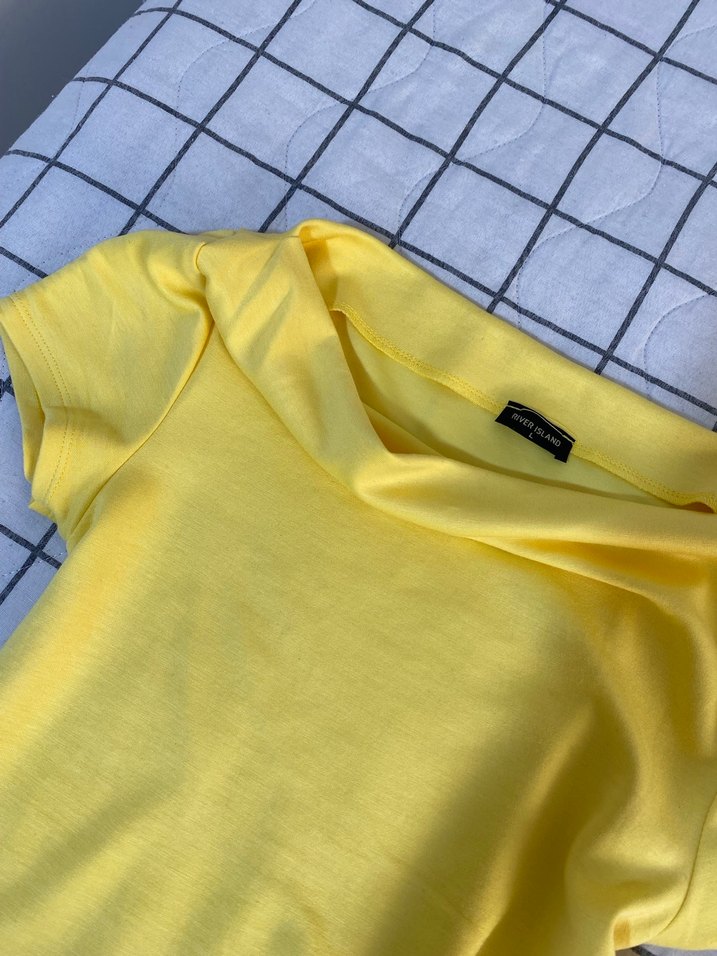 Sarı Kısa Kollu Basic Kadın Tişört - Görsel 2