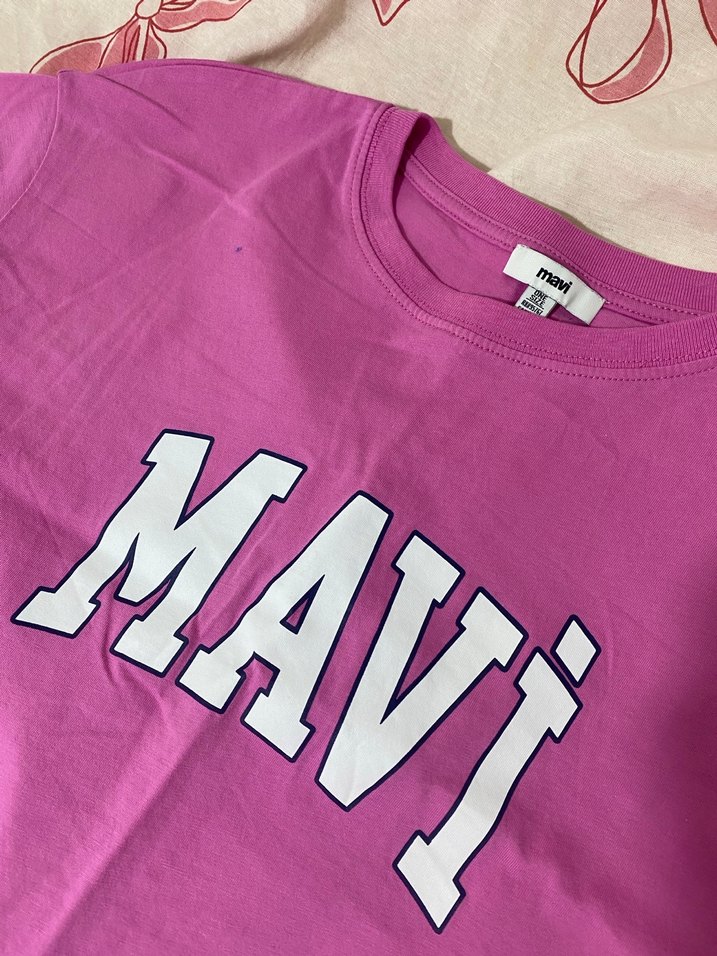 Pembe MAVİ Baskılı Kadın Tişört - Görsel 2