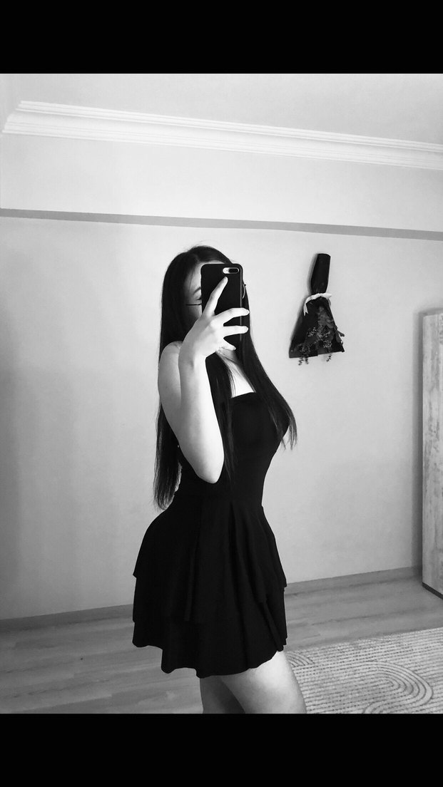 Midi Boy Siyah Fırfırlı elbise - Görsel 4