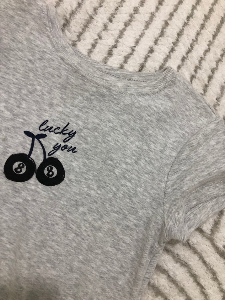 Gri Baskılı Kısa Kollu Kadın Tişört - Görsel 2