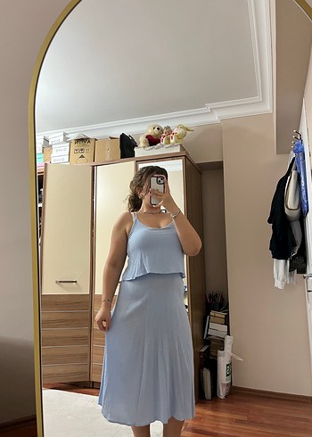 Zara Mavi midi elbise