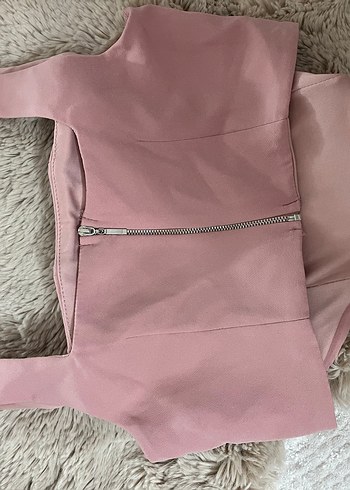 Pembe Mini Straplez Bustiyer Fırfır Detaylı - Görsel 4