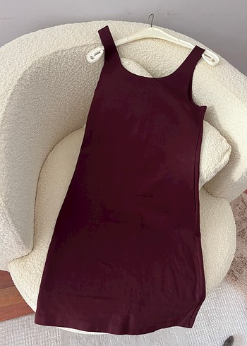Bordo Sıfır Kol Fitted Midi Elbise