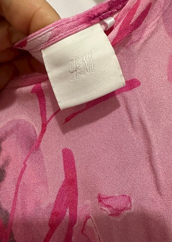 H&M Pembe Çiçek Desenli Bohem Uzun Elbise