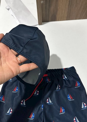 Lacivert Erkek Çocuk Deniz Şortu ve Bone - Görsel 5