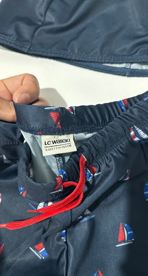 Lacivert Erkek Çocuk Deniz Şortu ve Bone - Görsel 2