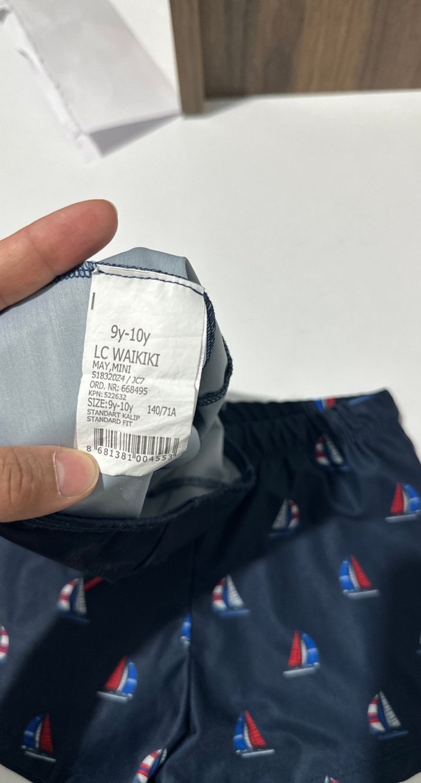 Lacivert Erkek Çocuk Deniz Şortu ve Bone - Görsel 4