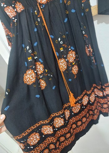 Püsküllü Çok Renkli Uzun Bohem Elbise - Görsel 3